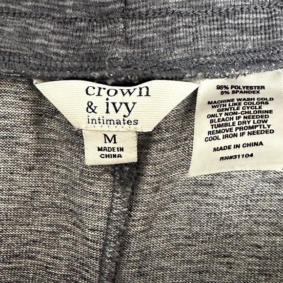2 pair Pajama pants from Crown & Ivy -- slate grey & soft silver colors- size M - Picture 9 of 16